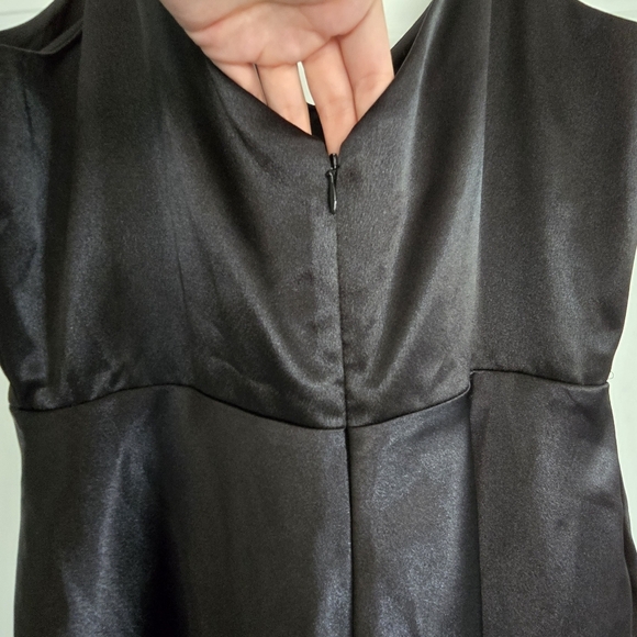 Birdy Grey Jay dress in black satin formal gown sleek wedding party sz M - Picture 5 of 11